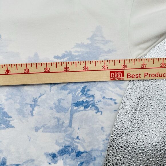 Ted Baker Womens Saina Sweatshirt 2 Cropped White Blue Toile Embroidered Artsy - Picture 8 of 13